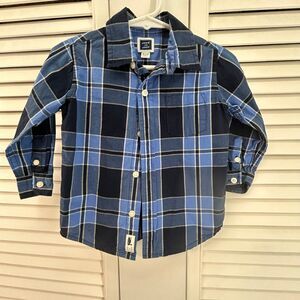 Janie and Jack 12-18M blue plaid button up dress shirt